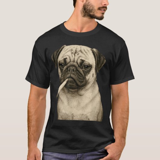 Funny Smoking Pug Dog Cigarette Gen Z Meme Graphic Tシャツ (正面)