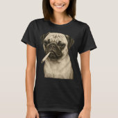 Funny Smoking Pug Dog Cigarette Gen Z Meme Graphic Tシャツ (正面)