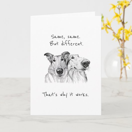 Funny Smooth Collie Rough Collie BFF Anniversary カード (黄色い花)