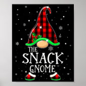Funny Snack Gnome Buffalo Plaid Matching Christmas ポスター (正面)