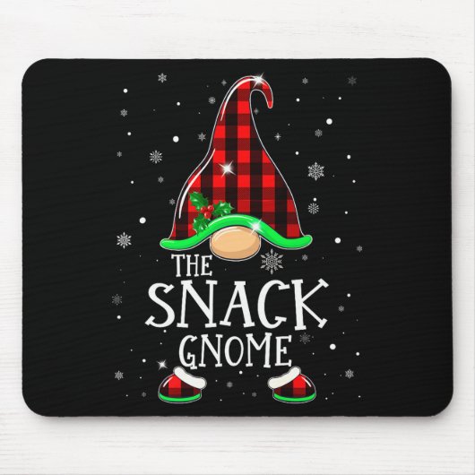 Funny Snack Gnome Buffalo Plaid Matching Christmas マウスパッド (正面)