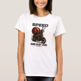 Funny Snail Biker – Speed Runs in My Veins Tシャツ