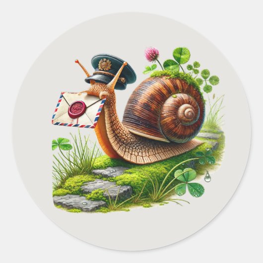 Funny snail mail mailing ラウンドシール (正面)