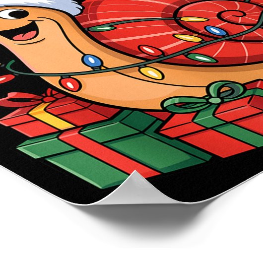 Funny Snail Santa Hat Animals Lovers Ugly Christma ポスター (角)