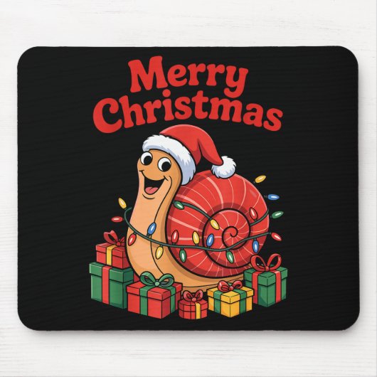Funny Snail Santa Hat Animals Lovers Ugly Christma マウスパッド (正面)