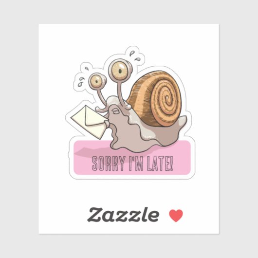 Funny Snail Sorry I'm Late Cute Belated Cartoon シール (シート)
