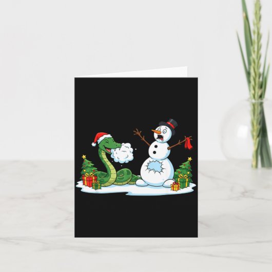 Funny Snake Snowman Christmas Tree Xmas Womens Men カード (正面)