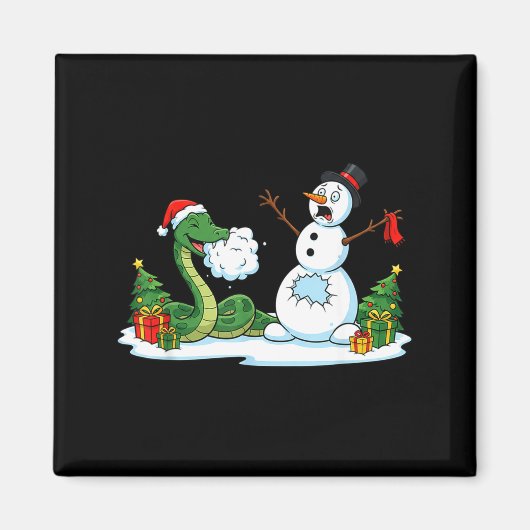 Funny Snake Snowman Christmas Tree Xmas Womens Men マグネット (正面)