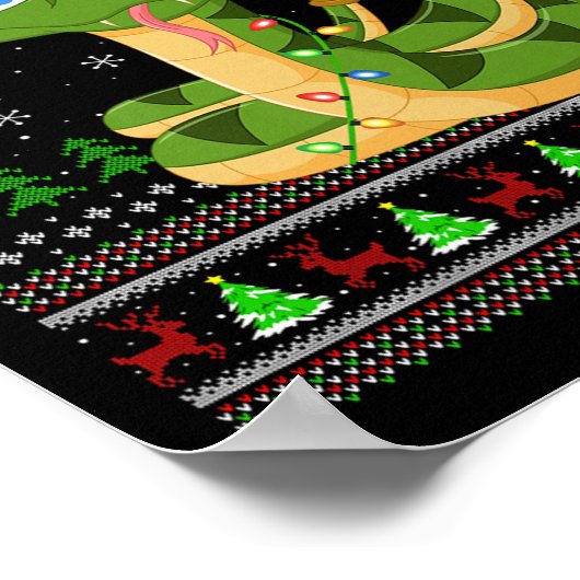 Funny Snake Ugly Christmas Sweaters Holiday Santa ポスター (角)
