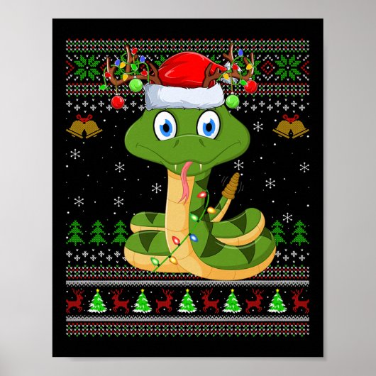 Funny Snake Ugly Christmas Sweaters Holiday Santa  ポスター (正面)