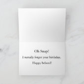 Funny snapping turtle belated birthday card カード (内部)