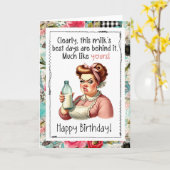 Funny Snarky Birthday Card Best Days Behind You カード (黄色い花)