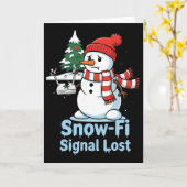 Funny Snow-fi Signal Lost Snowman Christmas Design カード (黄色い花)