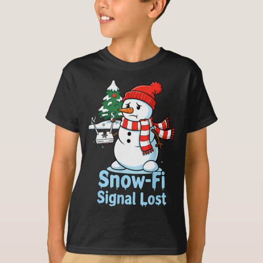 Funny Snow-fi Signal Lost Snowman Christmas Design Tシャツ (正面)