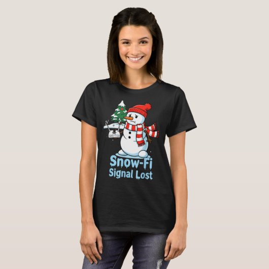 Funny Snow-fi Signal Lost Snowman Christmas Design Tシャツ (正面フル)
