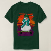 Funny Snow Man Skateboard  Tシャツ (デザイン正面)