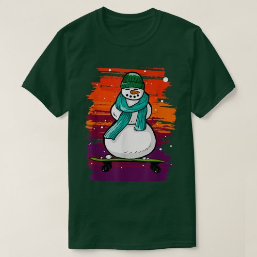 Funny Snow Man Skateboard  Tシャツ (デザイン正面)