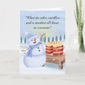 Funny Snowman Celebrating a Valentine Day Birthday カード (正面)