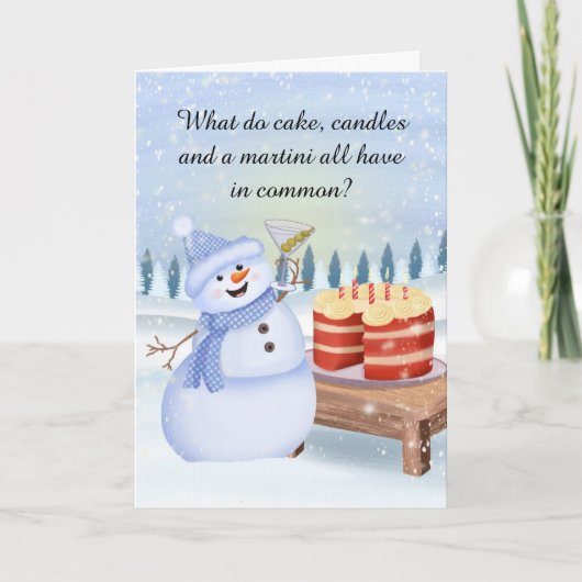Funny Snowman Celebrating a Valentine Day Birthday カード (正面)