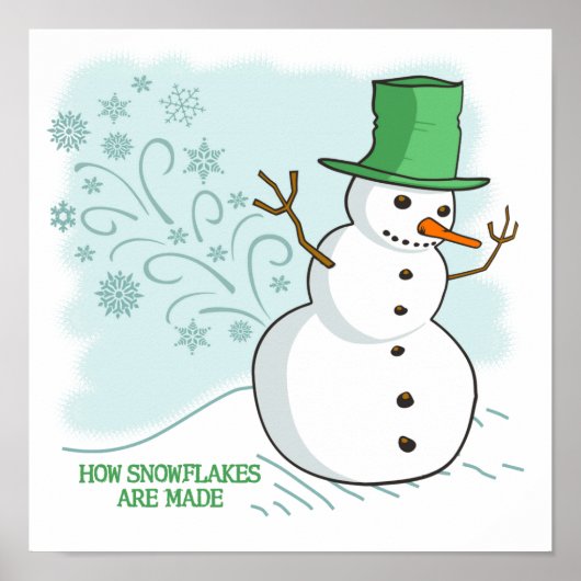 Funny Snowman Farts Snowflakes Cartoon ポスター (正面)