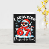 Funny Snowman I Survived 67 Days Of School Holiday カード (黄色い花)