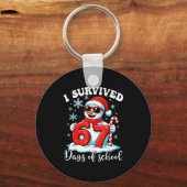 Funny Snowman I Survived 67 Days Of School Holiday キーホルダー (正面)