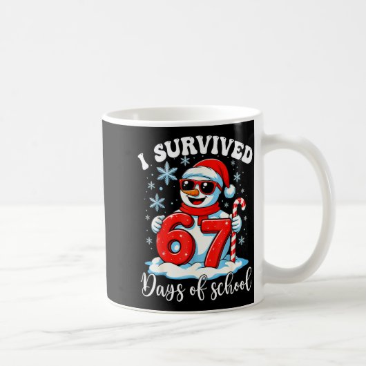 Funny Snowman I Survived 67 Days Of School Holiday コーヒーマグカップ (右)