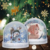 Funny Snowman Marshmallow Custom Photo snow globe