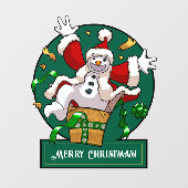 Funny Snowman Merry Christmas Surprise Cartoon ウィンドウサイン (シート)
