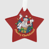 Funny Snowman Merry Christmas Surprise Cartoon オーナメント (裏面)