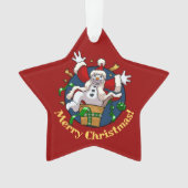 Funny Snowman Merry Christmas Surprise Cartoon オーナメント (正面)