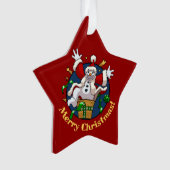 Funny Snowman Merry Christmas Surprise Cartoon オーナメント (正面)