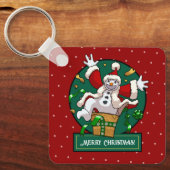 Funny Snowman Merry Christmas Surprise Cartoon キーホルダー (正面)