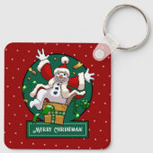 Funny Snowman Merry Christmas Surprise Cartoon キーホルダー (裏面)