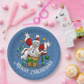 Funny Snowman Merry Christmas Surprise Cartoon ペーパープレート (パーティー)