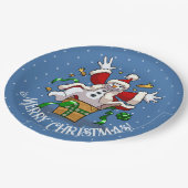 Funny Snowman Merry Christmas Surprise Cartoon ペーパープレート (アングル)