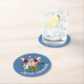 Funny Snowman Merry Christmas Surprise Cartoon ラウンドペーパーコースター (インサイチュ)