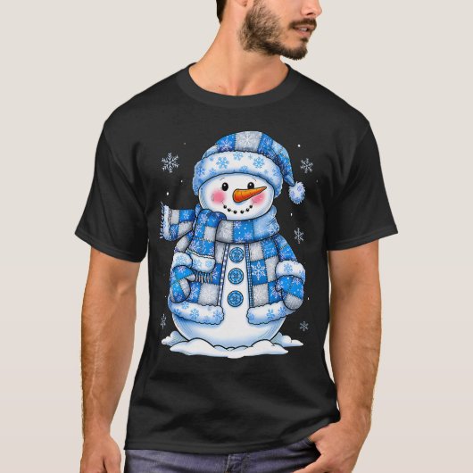 Funny Snowman Snowflake Merry Christmas Xmas Famil Tシャツ (正面)