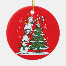 Funny Snowman Tree Decorating Ornament セラミックオーナメント