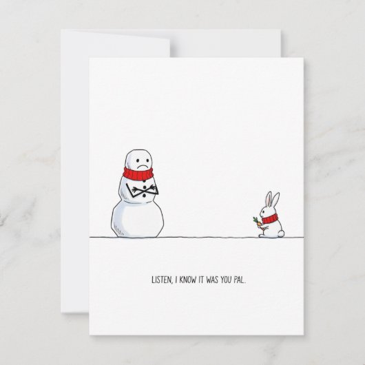 Funny Snowman vs Rabbit Christmas  シーズンカード (正面)