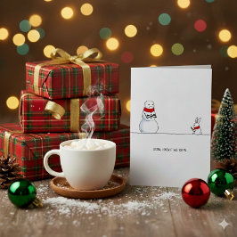 Funny Snowman vs Rabbit Christmas  シーズンカード