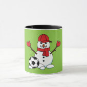 Funny Snowman with Soccer Ball マグカップ (中央)