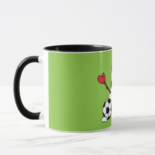 Funny Snowman with Soccer Ball マグカップ (左)