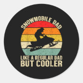 Funny Snowmobile Dad Like A Regular But Cooler Win ラウンドシール (正面)