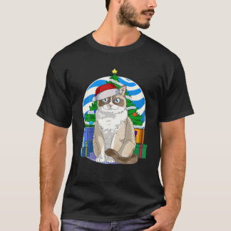 Funny Snowshoe Cat Santa Christmas Tree Decor Tシャツ