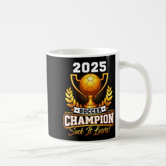 Funny Soccer Champion 2025 Trophy コーヒーマグカップ (右)