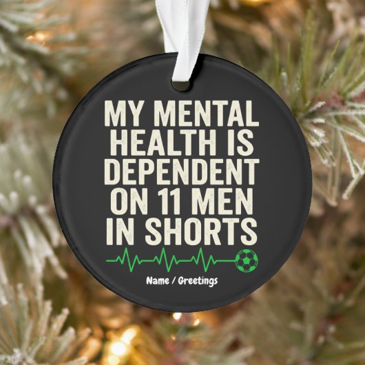 Funny Soccer Fan Mental Health Heartbeat Graphic  オーナメント (ツリー)