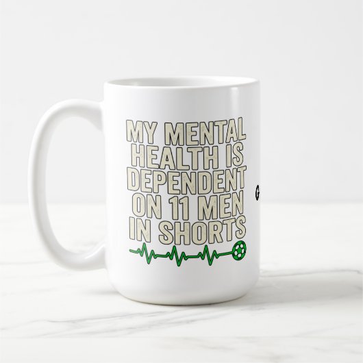 Funny Soccer Fan Mental Health Heartbeat Graphic  コーヒーマグカップ (左)