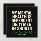 Funny Soccer Fan Mental Health Heartbeat Graphic  招待状 (正面/裏面)