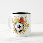 Funny Soccer Fruit Splash Coffee Mug ツートーンマグカップ (正面左)